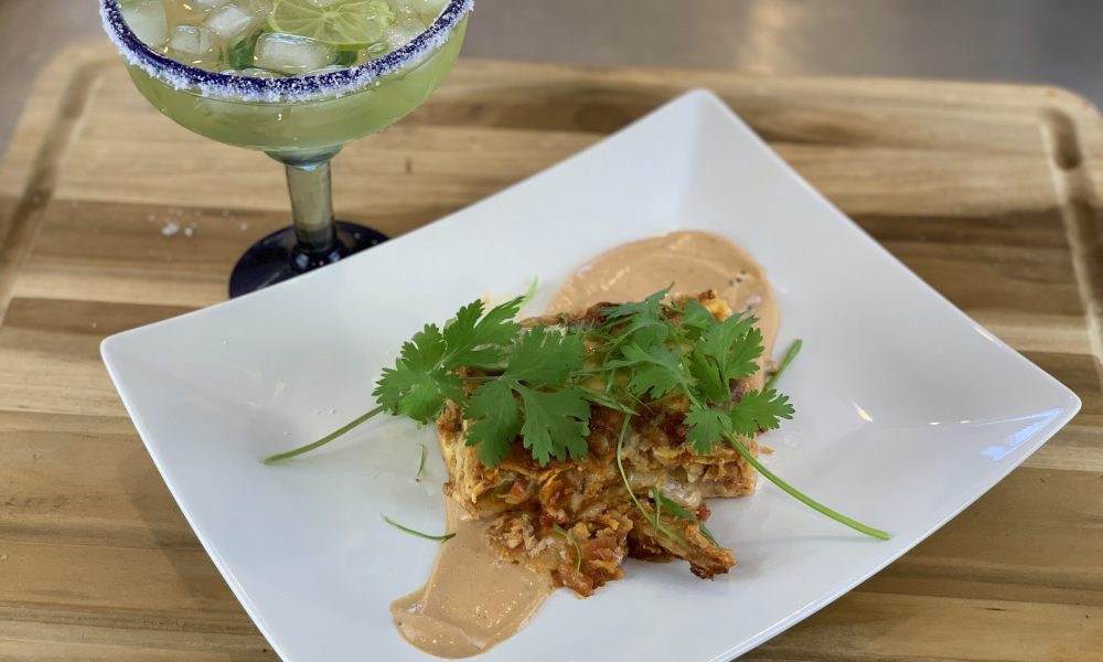 Red Crab Enchilada with a margarita